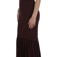 Bordeaux Stretch Full Length Sheath Dress