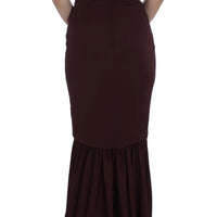 Bordeaux Stretch Full Length Sheath Dress