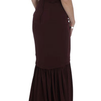 Bordeaux Stretch Full Length Sheath Dress