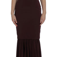 Bordeaux Stretch Full Length Sheath Dress