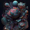 Baroque Neon Flowers Poster called "Resting"