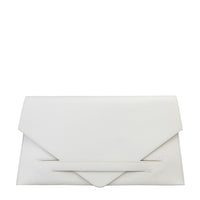 White Handmade Authentic Leather Envelope Clutch Bag