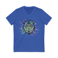 Lion Face in Pastels Unisex Jersey Short Sleeve V-Neck Tee