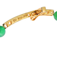 Jade Stone Gold CZ Cross 925 Silver Bracelet