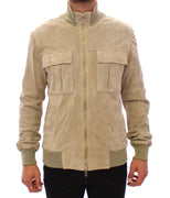 Beige suede leather jacket coat