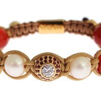 CZ Carnelian Pearl 925 Silver Bracelet