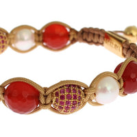 CZ Carnelian Pearl 925 Silver Bracelet