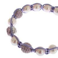 Purple CZ Pearl 925 Silver Bracelet