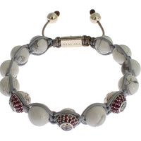 Red CZ Howlite Sterling 925 Silver Bracelet