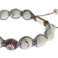 Red CZ Howlite Sterling 925 Silver Bracelet