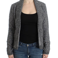 Gray wool knitted cardigan