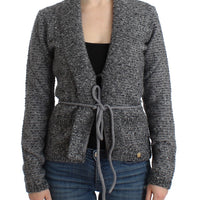 Gray wool knitted cardigan