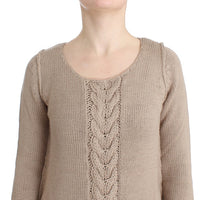 Beige knitted wool sweater