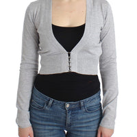 Gray cropped wool cardigan