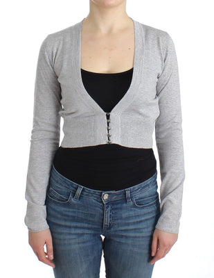 Gray cropped wool cardigan