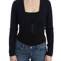 Black cropped wool cardigan