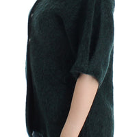 Green mohair knitted cardigan