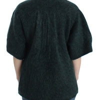 Green mohair knitted cardigan