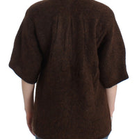 Brown mohair knitted cardigan