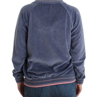 Blue velvet zipup sweater