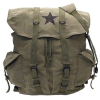 Vintage Weekender Canvas Backpack with Star