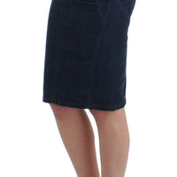 Blue corduroy pencil skirt