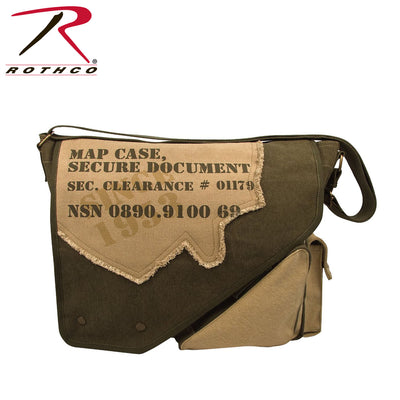 Vintage Canvas Two-Tone Imprinted Map Bag