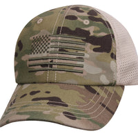 Tactical Mesh Back Cap With Embroidered US Flag