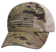 Tactical Mesh Back Cap With Embroidered US Flag