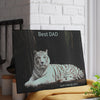 Dad's Day Gift Personalized White Tiger Glass Cutting Board