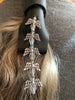 5 Crystal Angels on Black Leather Hair Wrap Tie, by Hair Tie Rebel