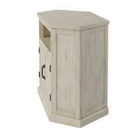 Rustic Style Wooden Corner TV Stand With 2 Door Cabinet, White