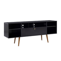 63 Inch TV Entertainment Media console with Drop Down Cabinet, Black, Brown