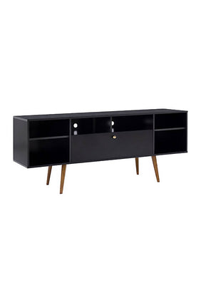 63 Inch TV Entertainment Media console with Drop Down Cabinet, Black, Brown