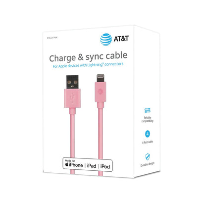 AT&T 4-Foot PVC Charge and Sync Lightning(R) Cable Pink