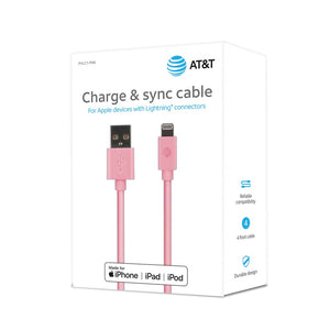AT&T 4-Foot PVC Charge and Sync Lightning(R) Cable Pink