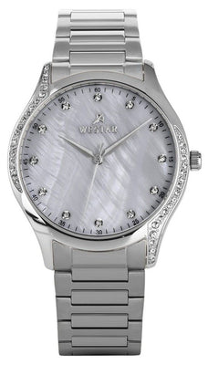 Westar Zing Crystal Accents Stainless Steel White Mother Of Pearl Dial Quartz 00127stn111 Women's Watch