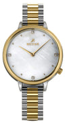 Westar Zing Crystal Accents Two Tone Stainless Steel White Mother Of Pearl Dial Quartz 00135cbn111 Women's Watch