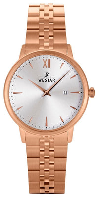 Westar Profile Rose Gold Tone Stainless Steel Silver Dial Quartz 40215ppn607 Women's Watch