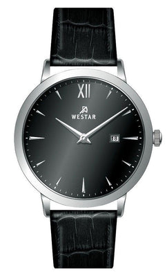 Westar Profile Leather Strap Black Dial Quartz 50214stn103 Men's Watch