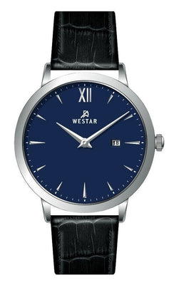 Westar Profile Leather Strap Blue Dial Quartz 50214stn104 Men's Watch