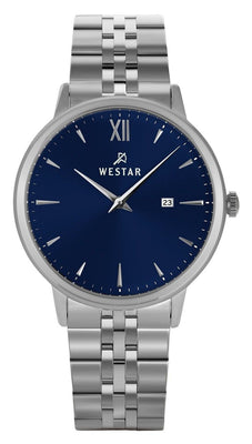 Westar Profile Stainless Steel Blue Dial Quartz 50215stn104 Men's Watch