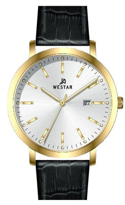 Westar Profile Leather Strap Silver Dial Quartz 50216gpn107 Men's Watch