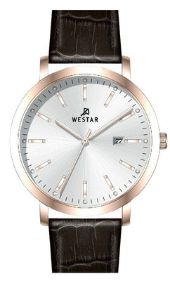 Westar Profile Leather Strap Silver Dial Quartz 50216ppn627 Men's Watch