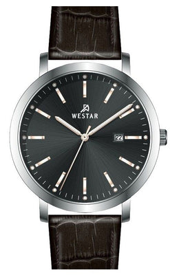 Westar Profile Leather Strap Black Dial Quartz 50216stn623 Men's Watch