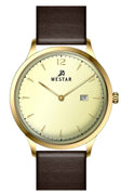Westar Profile Leather Strap Light Champagne Dial Quartz 50217gpn122 Men's Watch