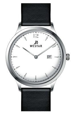 Westar Profile Leather Strap White Dial Quartz 50217stn101 Men's Watch