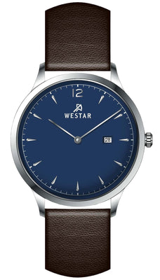 Westar Profile Leather Strap Blue Dial Quartz 50217stn124 Men's Watch