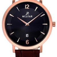 Westar Profile Leather Strap Black Dial Quartz 50219ppn623 Men's Watch