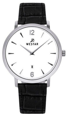 Westar Profile Leather Strap White Dial Quartz 50219stn101 Men's Watch